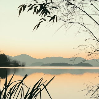 Drybrush Rangefinding style, Midjourney V6.1: realistic landscape photograph of quiet dawn
