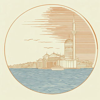 Glass Riddle style, Midjourney V6.1: bold minimalist logo design for Istanbul city municipal services