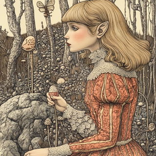 Galechromatic style, Midjourney V6.1: retro fairy-tale illustration