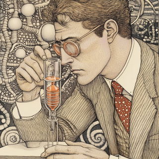 Galechromatic style, Midjourney V6.1: editorial illustration for popular scientific magazine cover