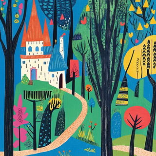 Sunfire Champleve style, Midjourney V6.1: retro fairy-tale illustration