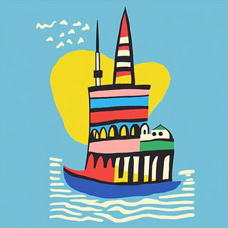 Sunfire Champleve style, Midjourney V6.1: bold minimalist logo design for Istanbul city municipal services