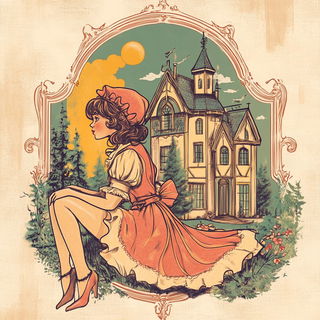 Tessera Mare style, Midjourney V6.1: retro fairy-tale illustration
