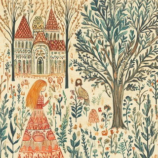 Inkhatch Meridian style, Midjourney V6.1: retro fairy-tale illustration