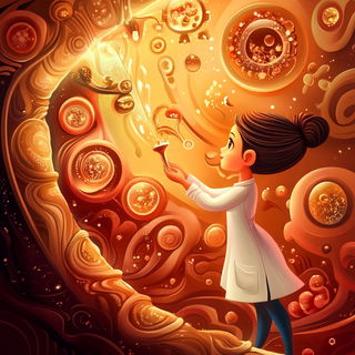 Celspiral style, Midjourney V6.1: editorial illustration for popular scientific magazine cover
