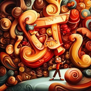 Celspiral style, Midjourney V6.1: typographic composition with large letters