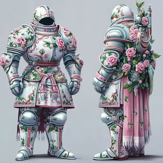 Kinetocut style, Midjourney V6.1: concept art character design of retropunk steam knight