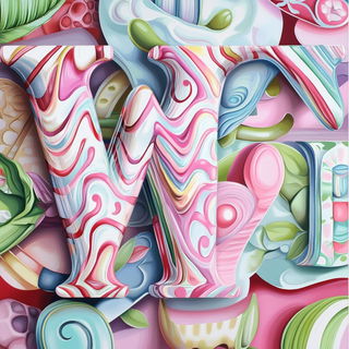 Kinetocut style, Midjourney V6.1: typographic composition with large letters
