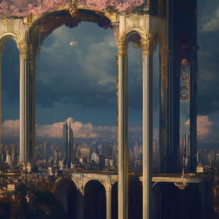 Ceramascape style, Midjourney V6.1: megacity with futuristic bioarchitecture
