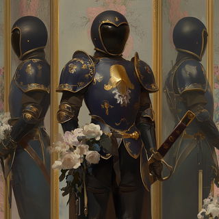 Ceramascape style, Midjourney V6.1: concept art character design of retropunk steam knight