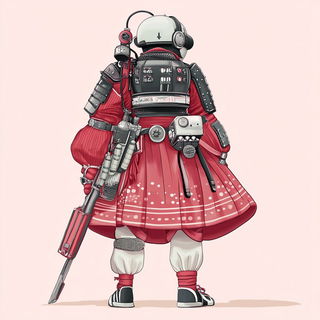 Pinkcell Bastion style, Midjourney V6.1: concept art character design of retropunk steam knight