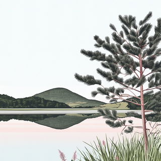 Pinkcell Bastion style, Midjourney V6.1: realistic landscape photograph of quiet dawn