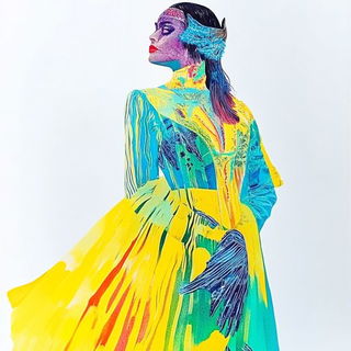 Cloudsteel style, Midjourney V6.1: haute-couture fashion outfit