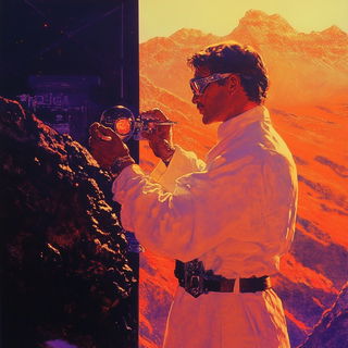 Neonstrata style, Midjourney V6.1: editorial illustration for popular scientific magazine cover