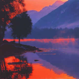 Neonstrata style, Midjourney V6.1: realistic landscape photograph of quiet dawn