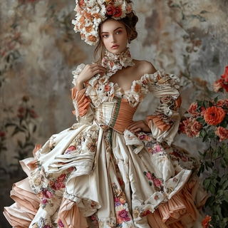 Photomaquettism style, Midjourney V6.1: haute-couture fashion outfit