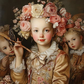 Photomaquettism style, Midjourney V6.1: classical 18th-century oil painting