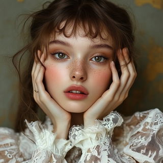 Photomaquettism style, Midjourney V6.1: photographic portrait of female protagonist