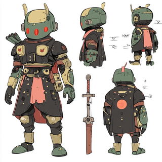 Tenonfire style, Midjourney V6.1: concept art character design of retropunk steam knight