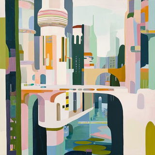 Carmine Hyphae Carnival style, Midjourney V6.1: megacity with futuristic bioarchitecture