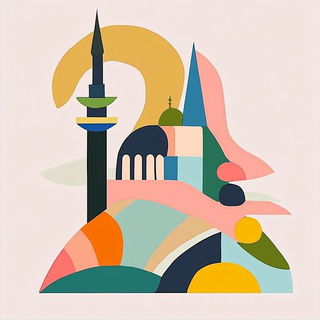 Carmine Hyphae Carnival style, Midjourney V6.1: bold minimalist logo design for Istanbul city municipal services