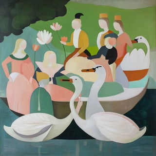 Carmine Hyphae Carnival style, Midjourney V6.1: classical 18th-century oil painting