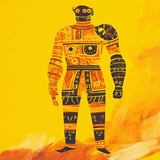 Paperwind Chainwork style, Midjourney V6.1: concept art character design of retropunk steam knight
