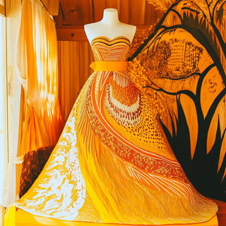Paperwind Chainwork style, Midjourney V6.1: haute-couture fashion outfit