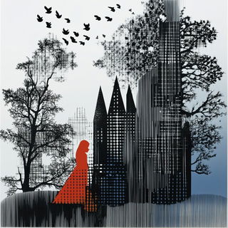 Peak Tessellation style, Midjourney V6.1: retro fairy-tale illustration