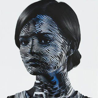 Peak Tessellation style, Midjourney V6.1: photographic portrait of female protagonist