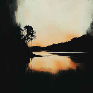 Enamelgloam style, Midjourney V6.1: realistic landscape photograph of quiet dawn
