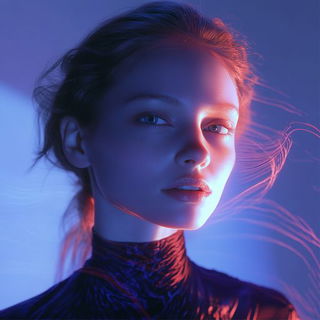 Castellum Chromaticum style, Midjourney V6.1: photographic portrait of female protagonist