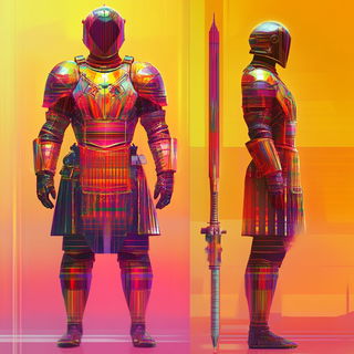 Registration Bloom style, Midjourney V6.1: concept art character design of retropunk steam knight