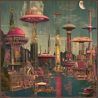 Vascular Thunder style, Midjourney V6.1: megacity with futuristic bioarchitecture