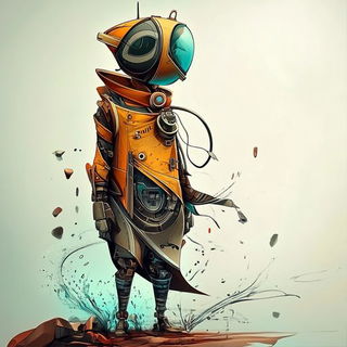 Chromaruin style, Midjourney V6.1: concept art character design of retropunk steam knight