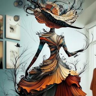 Chromaruin style, Midjourney V6.1: haute-couture fashion outfit