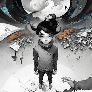 Chromaruin style, Midjourney V6.1: black-and-white manga comic strip