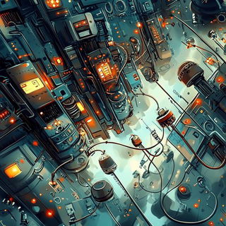 Chromaruin style, Midjourney V6.1: technical infrastructure blueprint schematics
