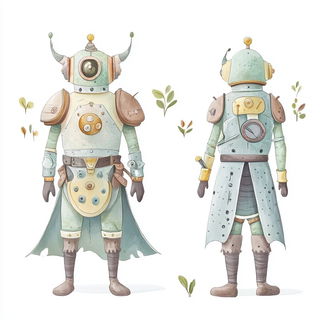 Strata Unmoored style, Midjourney V6.1: concept art character design of retropunk steam knight
