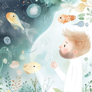Strata Unmoored style, Midjourney V6.1: editorial illustration for popular scientific magazine cover