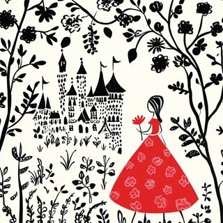 Chromolith Strata style, Midjourney V6.1: retro fairy-tale illustration