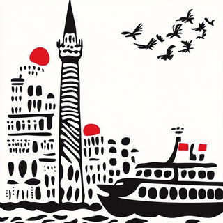 Chromolith Strata style, Midjourney V6.1: bold minimalist logo design for Istanbul city municipal services