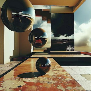 Dichroic Landscape Salon style, Midjourney V6.1: abstract 3D render