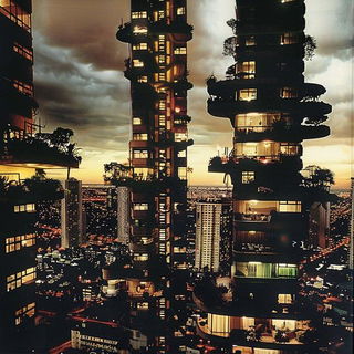 Dichroic Landscape Salon style, Midjourney V6.1: megacity with futuristic bioarchitecture