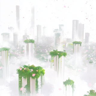 Chromacase style, Midjourney V6.1: megacity with futuristic bioarchitecture