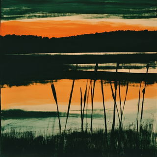 Cyan Magentacore style, Midjourney V6.1: realistic landscape photograph of quiet dawn