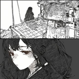 Hazelectric Highrise style, Midjourney V6.1: black-and-white manga comic strip