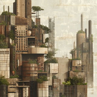 Archivist Copperplate style, Midjourney V6.1: megacity with futuristic bioarchitecture