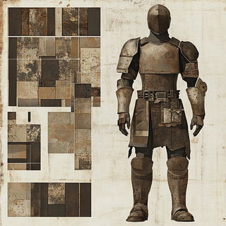Archivist Copperplate style, Midjourney V6.1: concept art character design of retropunk steam knight
