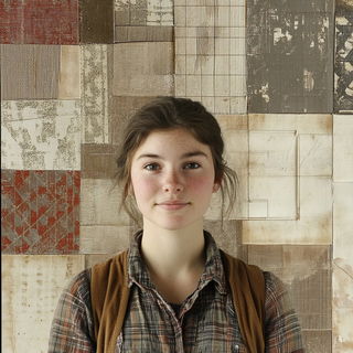 Archivist Copperplate style, Midjourney V6.1: photographic portrait of female protagonist